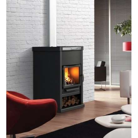 Стальной недорогой камин Теплодар ОВ-140 (прямой) фото в интерьере в Лиде