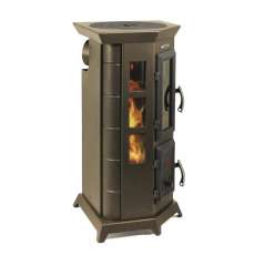 Отопительная недорогая печь Термофор Статика Квинта, чёрная бронза фото с боку в Лиде