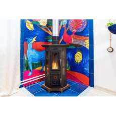 Угловая стальная печь Термофор Статика Квинта, чёрная бронза фото в Лиде