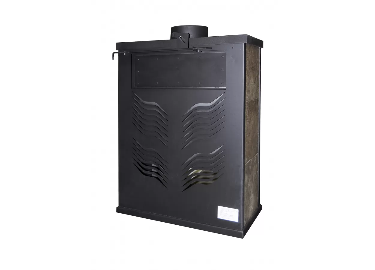 Стальной камин с дровницей Бавария призматик с плитой фото в Лиде