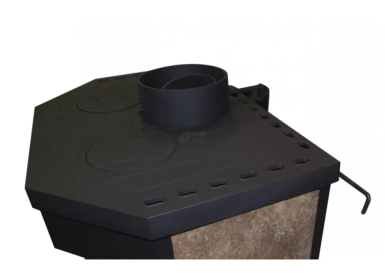 Печь-камин с дровницей Бавария призматик с плитой фото в Лиде