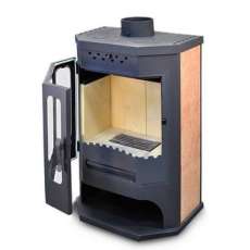 Стальной камин с шамотом Бавария призматик с плитой фото в Лиде