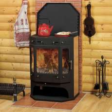 Печь-камин Бавария с плитой аква фото в Лиде