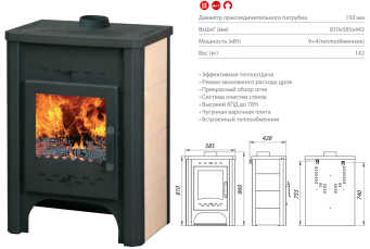 Недорогой печь-камин со стеклом Экокамин с плитой в интерьере фото в Лиде
