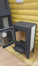 Печь-камин Экокамин с плитой в интерьере фото в Лиде