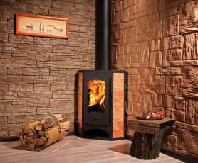 Недорогая печь-камин со стеклом Бавария угловая с плитой фото  в Лиде