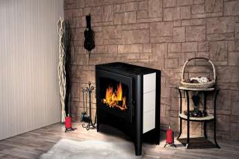 Печь-камин Бавария Эко с плитой 2 конфорки фото в интерьере в Лиде