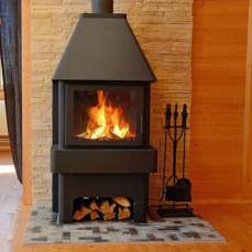 Стальной большой камин Бавария 3 стекла чёрная фото в Лиде