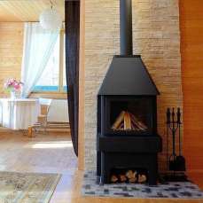 Стальной стильный камин Бавария 3 стекла чёрная фото в Лиде