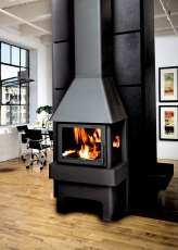 Недорогой камин Бавария 3 стекла чёрная фото в интерьере хай-тек в Лиде