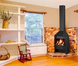 Стальной камин Бавария Мюнхен пристенно-угловой черный фото в интерьере в Лиде