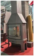 Стальной камин Бавария Мюнхен со стеклом угловой чёрный (без перемычки) фото в Лиде