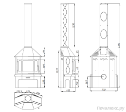 Стальной камин Бавария Мюнхен со стеклом угловой чёрный (без перемычки) фото габариты в Лиде