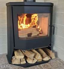 Стальной камин с большим стеклом Бавария панорама призма с плитой фото в Лиде