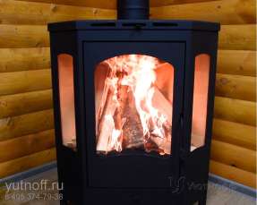 Стальной камин со стеклами Бавария панорама угловая фото в Лиде