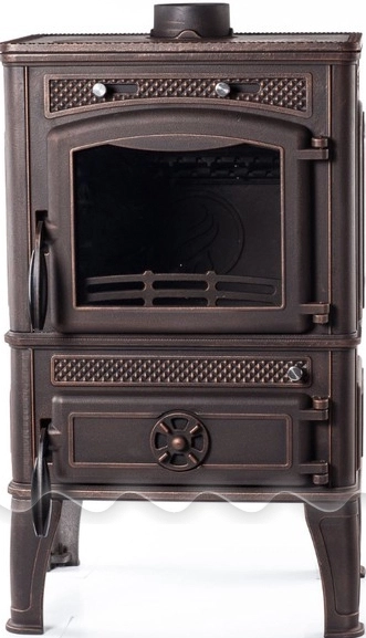 Печь-камин чугунный FireWay Dacha с варочной поверхностью патина бронза Амазонка бай фото в Лиде