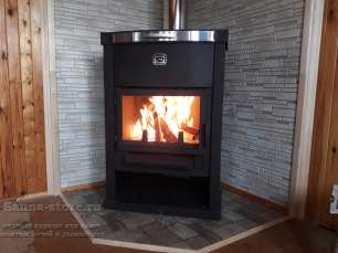 Недорогой камин со стеклом и дровницей Теплодар ОВ-140 (угловой) фото в Лиде