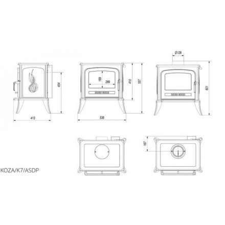 Купить Печь-камин чугунный Kratki Koza K7 с термостатом в Лиде Амазонка бай фото в Лиде