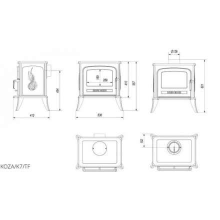 Купить Печь-камин чугунный Kratki Koza K7 с турбиной в Лиде Амазонка бай фото в Лиде