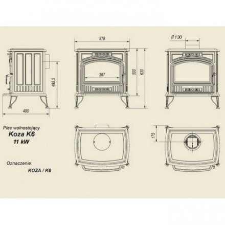 Отопительная печь Kratki Koza/K6 (декор дверцы) Амазонка бай фото в Лиде