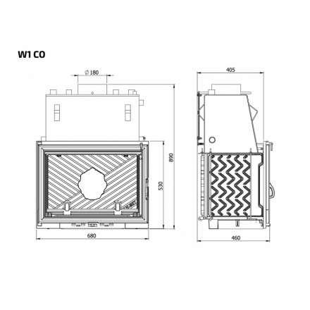Каминная топка Kawmet W1CO 18,7 кВт с водяным контуром в Лиде