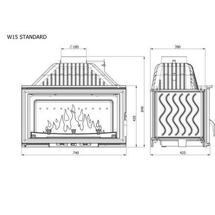 Каминная топка Kawmet W15 STANDARD 12 кВт в Лиде