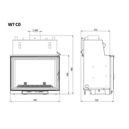 Каминная топка Kawmet W7CO 25,3 кВт с водяным контуром в Лиде