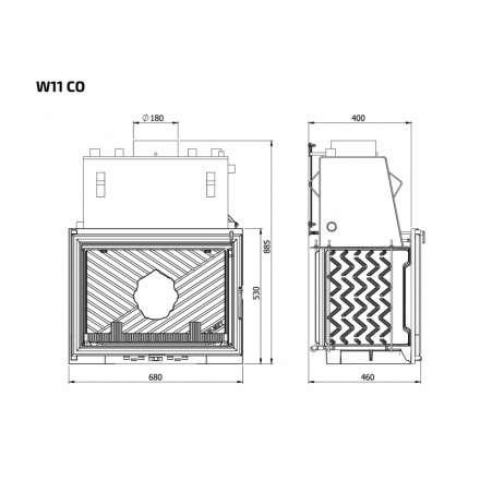 Каминная топка Kawmet W11CO 18 кВт с водяным контуром в Лиде