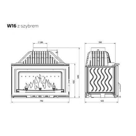 Каминная топка Kawmet W16 PREMIUM 14,7 кВт в Лиде