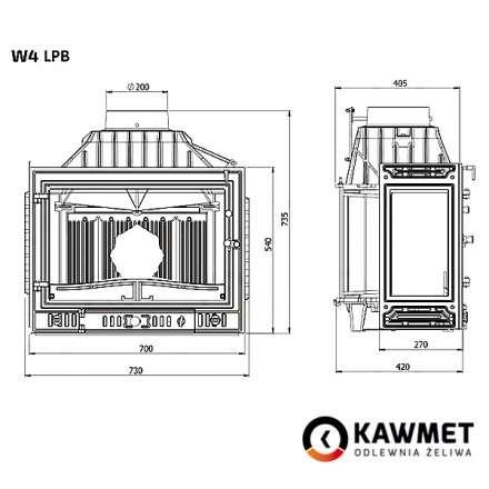 Каминная топка Kawmet W4PLB-14,5 кВт в Лиде