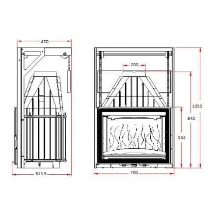 Каминная топка Invicta 700 Grand Angle с подъёмом в Лиде