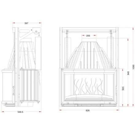 Каминная топка Invicta Prismatic 850 с подъёмом в Лиде