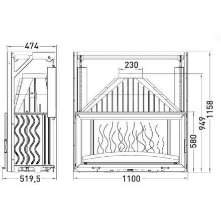 Каминная топка Invicta 1100 Grand Vision с подъёмом в Лиде