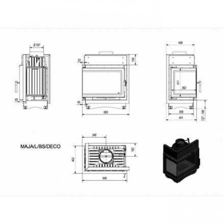 Каминная топка Kratki Maja/L/BS/Deco в Лиде