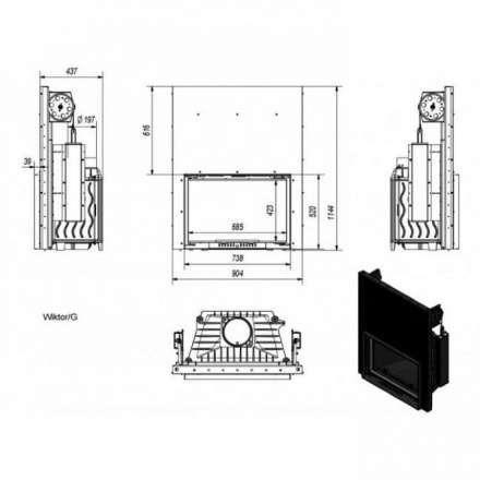 Каминная топка Kratki Wiktor/G в Лиде