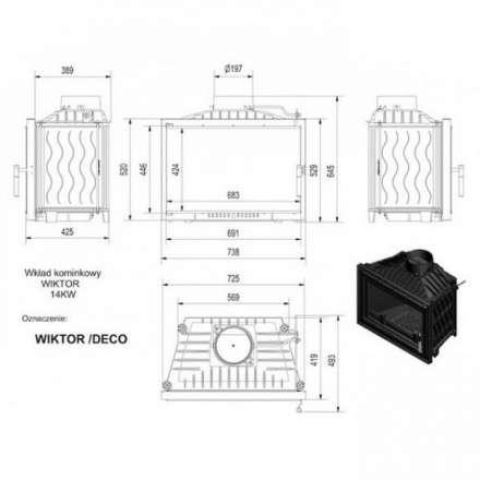 Каминная топка Kratki Wiktor/DECO в Лиде