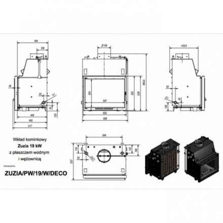 Каминная топка Kratki Zuzia/PW/19/W/DECO в Лиде