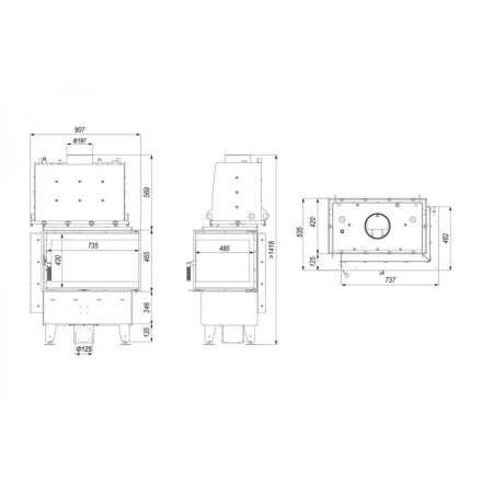 Каминная топка Defro Home RIVA SM BL SHORT угловая, с водяным контуром в Лиде