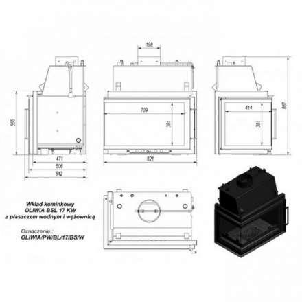 Каминная топка Kratki Oliwia/PW/BL/17/BS/W в Лиде