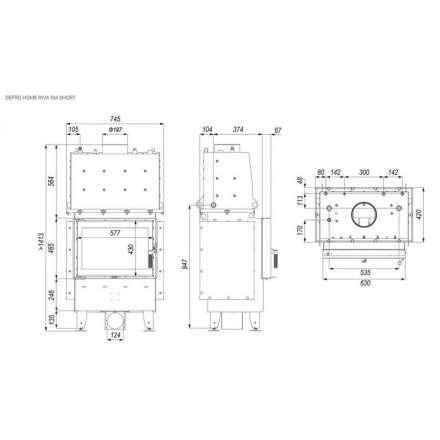 Каминная топка DEFRO HOME RIVA SM SHORT с водяным контуром в Лиде