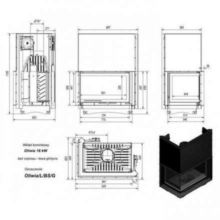 Каминная топка Kratki Oliwia/L/BS/G в Лиде