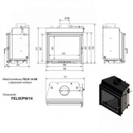 Каминная топка Kratki Felix/PW/14/W в Лиде