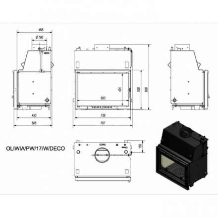 Каминная топка Kratki OLIWIA/PW/17/W/DECO в Лиде