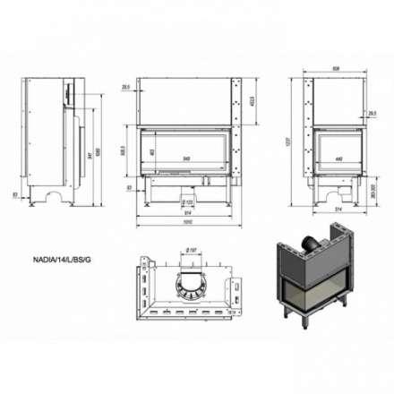Каминная топка Kratki NADIA/14/L/BS/G в Лиде