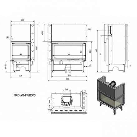Каминная топка Kratki NADIA/14/P/BS/G в Лиде