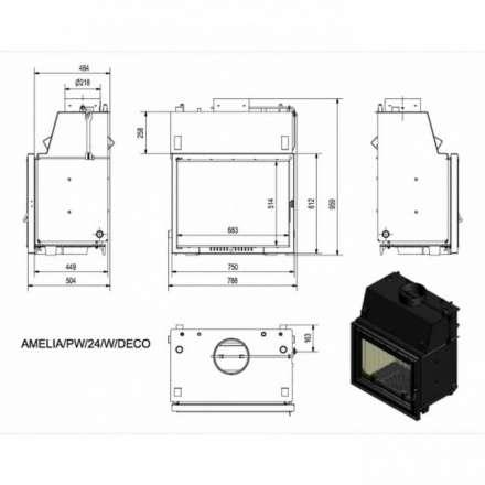 Каминная топка Kratki Amelia/PW/24/W/DECO (змеевик) в Лиде