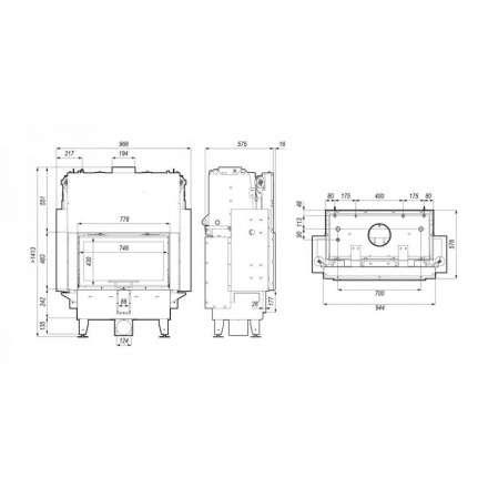Каминная топка Defro Home RIVA ME G SHORT с водяным контуром и подъемом стекла вверх в Лиде