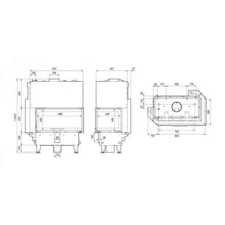 Каминная топка DEFRO HOME RIVA ME BL G SHORT угловая с водяным контуром и подъемом стекла вверх в Лиде