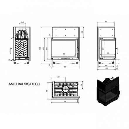 Каминная топка Kratki Amelia/L/BS/Deco в Лиде