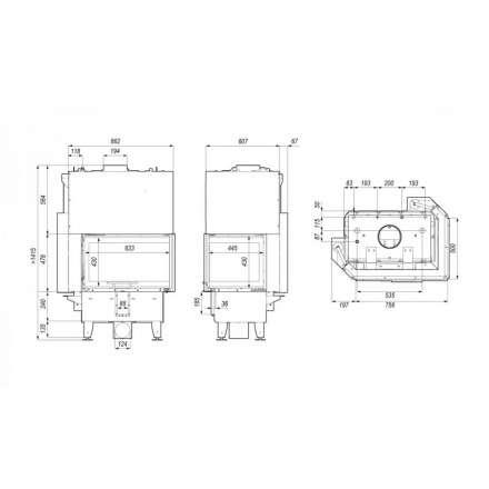 Каминная топка DEFRO HOME RIVA SM BL G SHORT угловая с водяным контуром и подъемом стекла вверх в Лиде